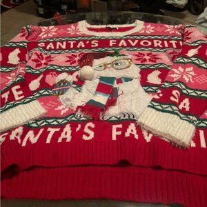 Santa’s Favorites ugly cat Christmas Sweater